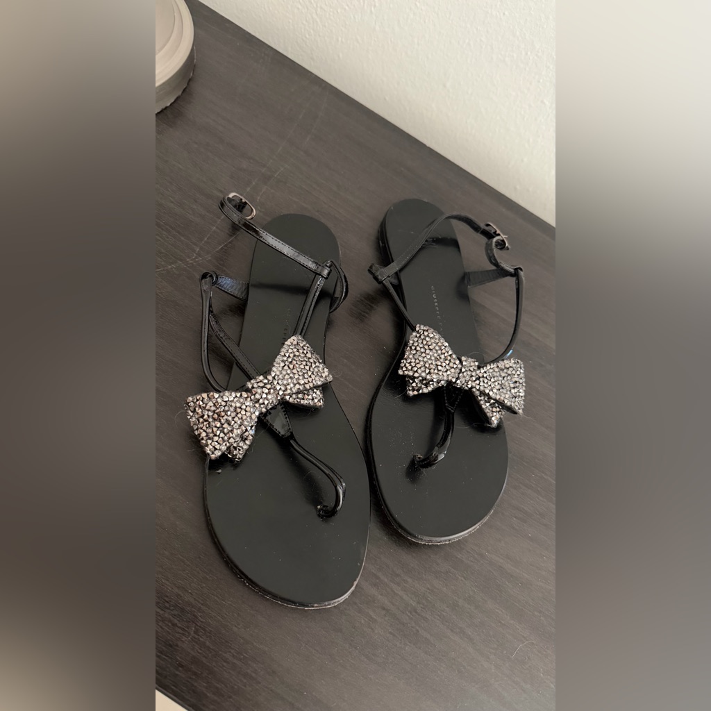 Giuseppe Zanotti Black Sandals With Silver Embellishments